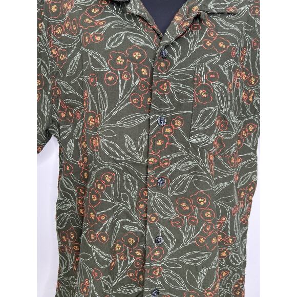 Todd Snyder Green Floral Short Sleeve Collar Shirt Button Up Men’s Size Medium - Picture 5 of 6